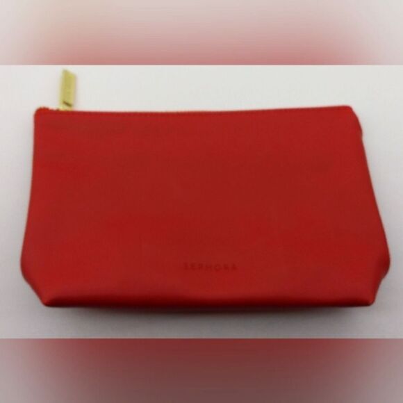 FREE W/ Purchase Sephora Red Cosmetic Makeup Bag with Gold Harware Beauty - Picture 4 of 8
